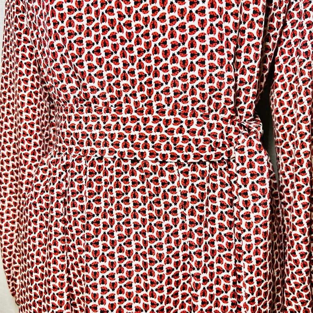 Carolina Herrera New York Ladybug Print Long Sleeve Belted Dress Sz 12 $2690 NWT - Picture 6 of 15
